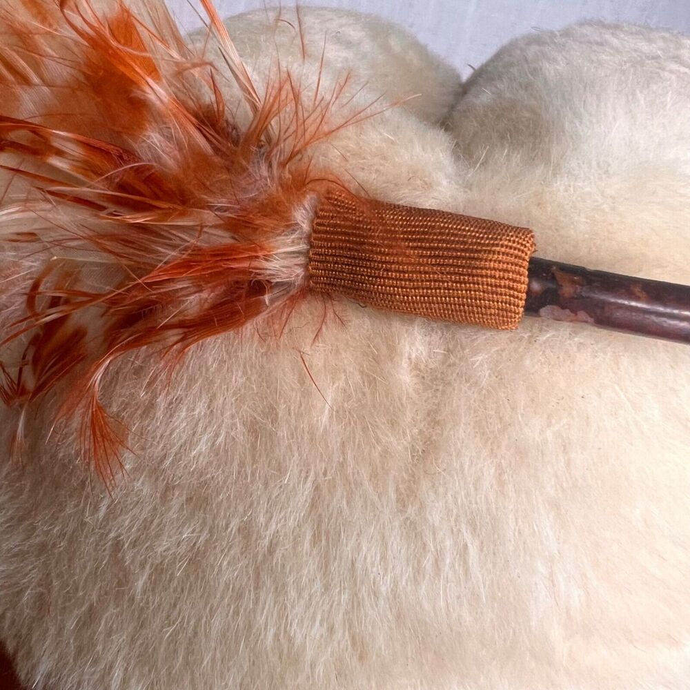 Vintage 60s Pinched Crown Fuzzy Fedora Hat 2 Tone White Rust Breton Mod Bellini - Picture 7 of 14